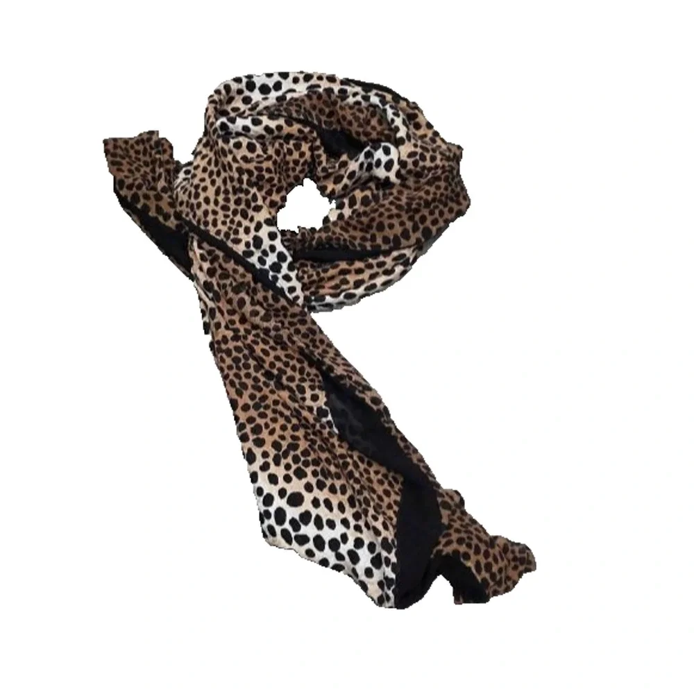Great Vintage Leopard Print Silk ITALY Scarf square cover up large squar A004964